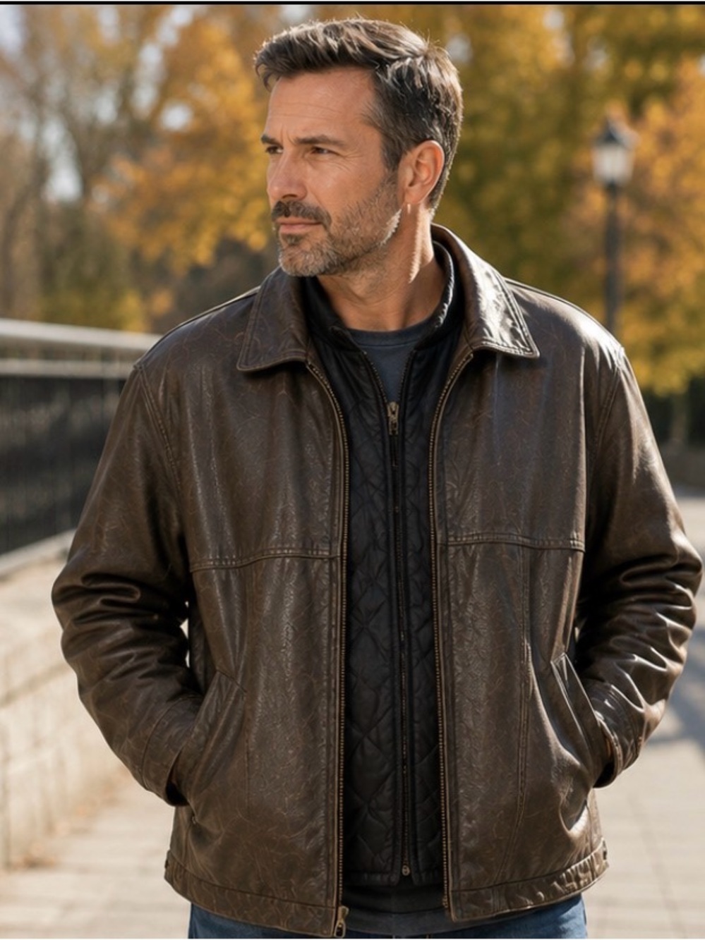 Trimark Men’s XXL Genuine Leather Jacket Brown Removable Thinsulate Vest